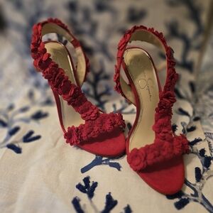 Jessica Simpson Red Floral Heels